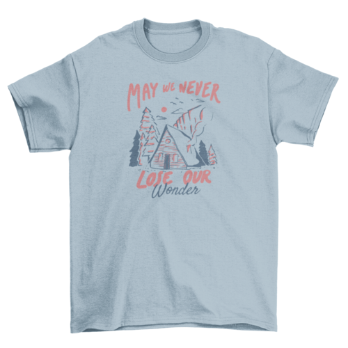 Winter camping cabin nature t-shirt