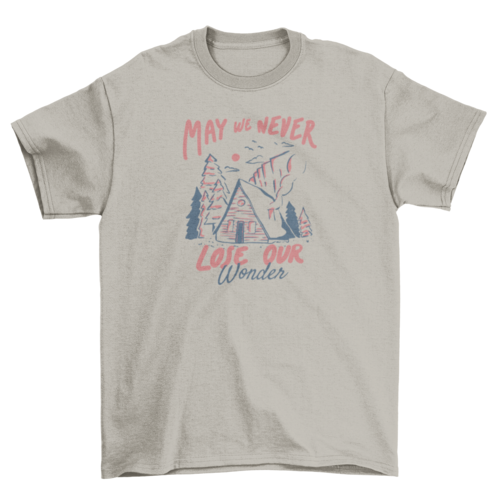 Winter camping cabin nature t-shirt