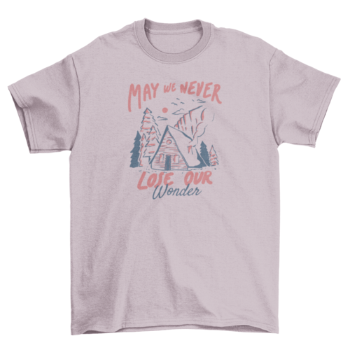 Winter camping cabin nature t-shirt