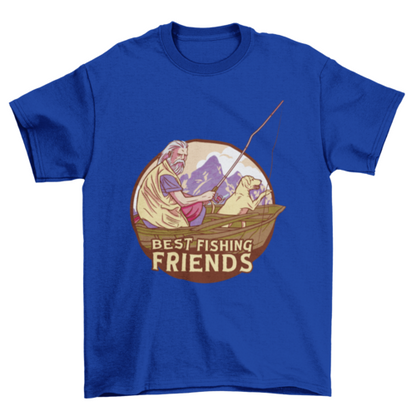 Fisherman on boat with dog t-shirt