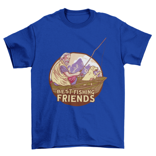 Fisherman on boat with dog t-shirt
