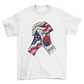 USA and korea flags holding hands t-shirt