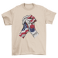 USA and korea flags holding hands t-shirt