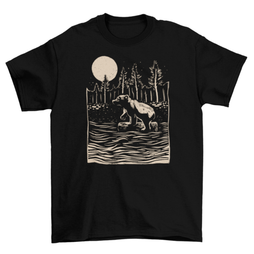 Bear floating in river t-shirt