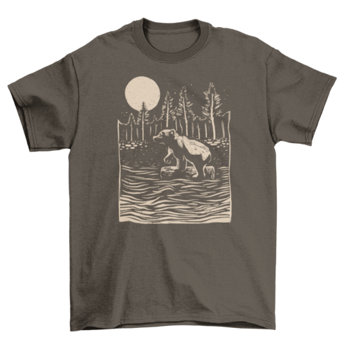 Bear floating in river t-shirt
