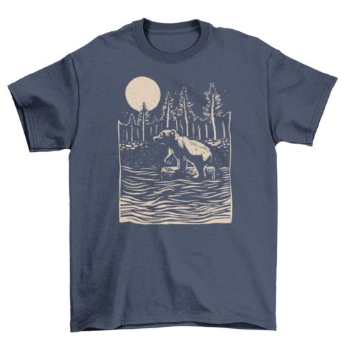 Bear floating in river t-shirt