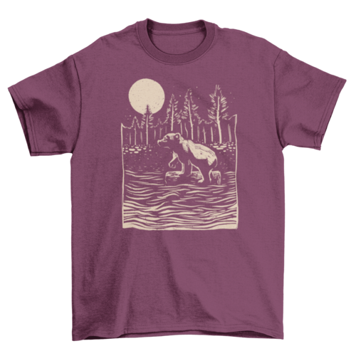 Bear floating in river t-shirt