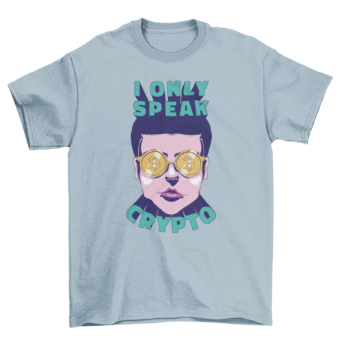 Man with cryptocurrency glasses t-shirt