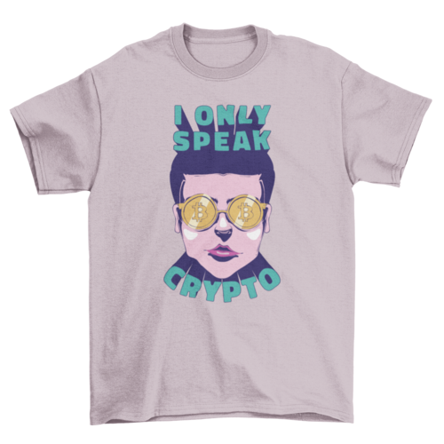 Man with cryptocurrency glasses t-shirt