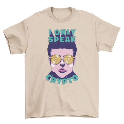Man with cryptocurrency glasses t-shirt
