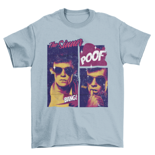 Comic man in sunglasses t-shirt