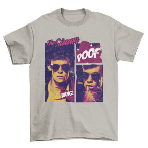 Comic man in sunglasses t-shirt