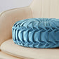 Set of 2 Pumpkin Pleated round Throw Pillows, Soft Velvet, Dusty Blue, 14.5" Diameter