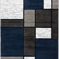 Modern Geometric Boxes Navy Area Rug, Non-Shedding Carpet for Living Room, Bedroom, or Dining Room, 5'3" X 7'3"