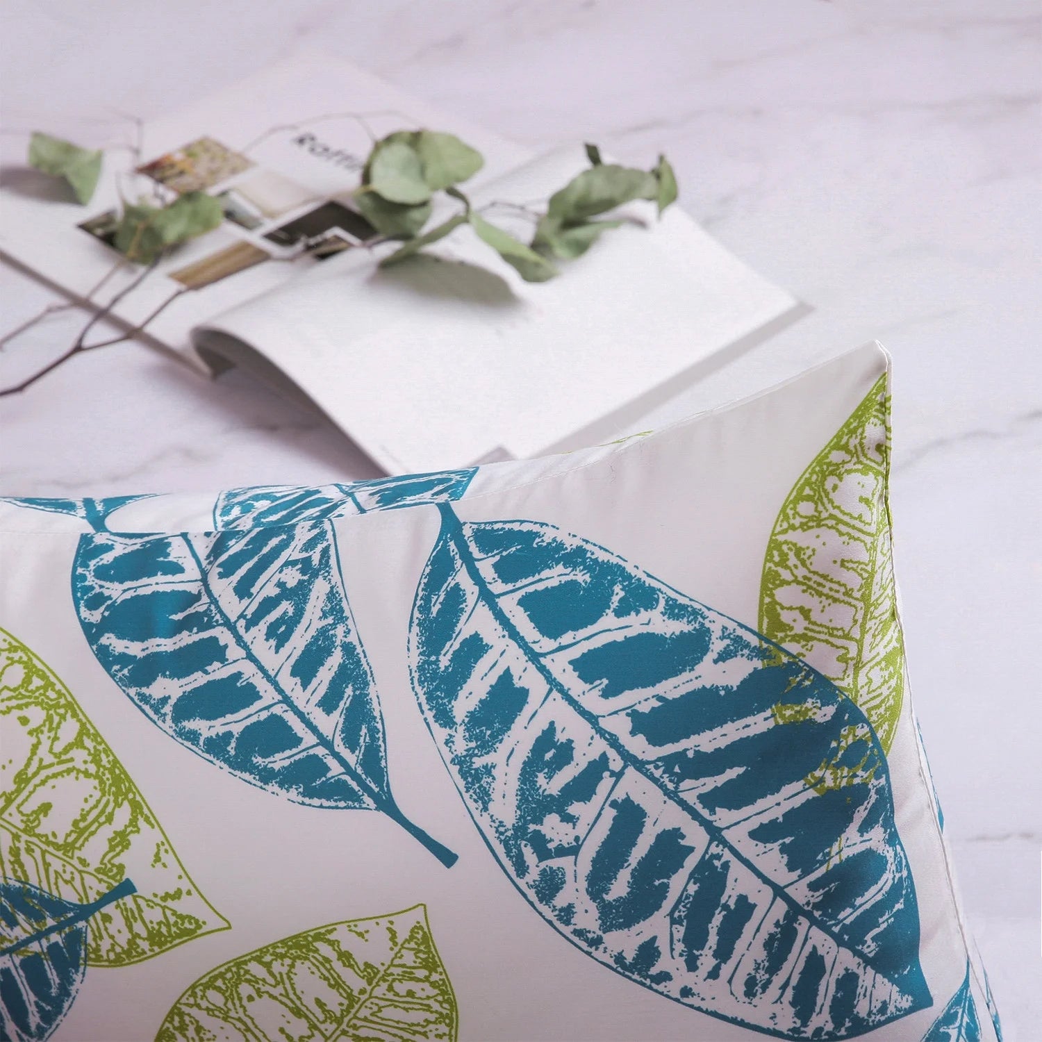 New Living Series Double-Sided Design Decorative Throw Pillow Cover, 18" X 18", Blue/Green, 4 Pack