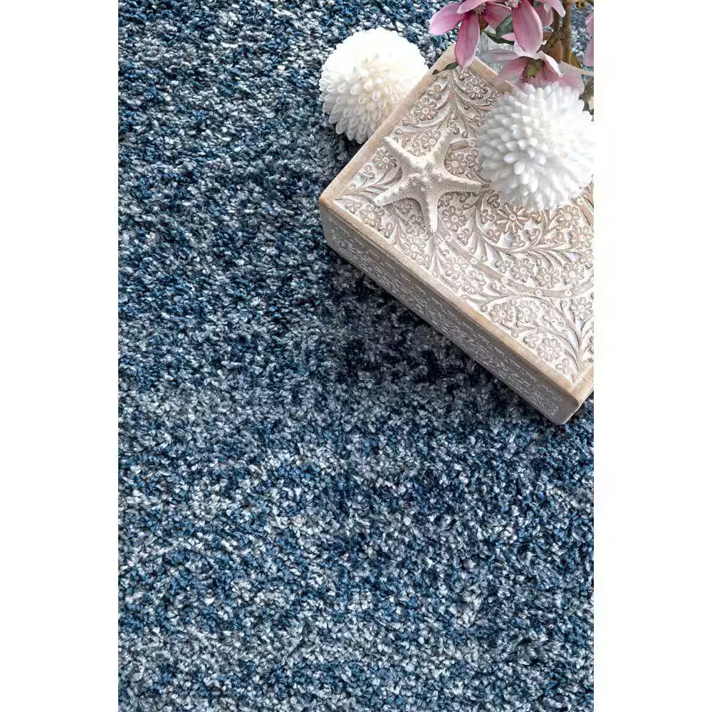 Contemporary Brooke Blue 8 Ft. X 11 Ft. Shag Area Rug
