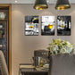 Kitchen Wall Art for Dining Room,Wine Painting Artwork Poster Black White Canvas Yellow Wine in Cups Pictures for Home Decorations
