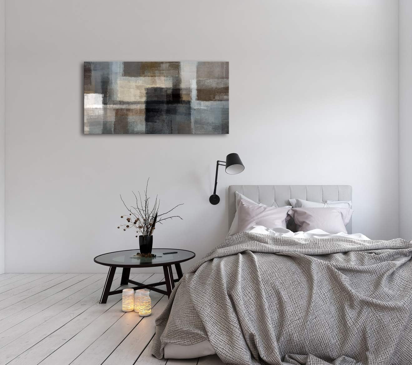 A62450 Canvas Prints Abstract Wall Art Print Paintings Grey and Brown Home Decor Framed Ready to Hang for Living Room Bedroom and Office Home Kitchen Artwork