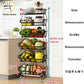 Kitchen Storage Baskets Black Iron Wire Storage Bins with Wheels and Feet, Stackable Vegetable Storage Baskets (6-Tier Baskets)