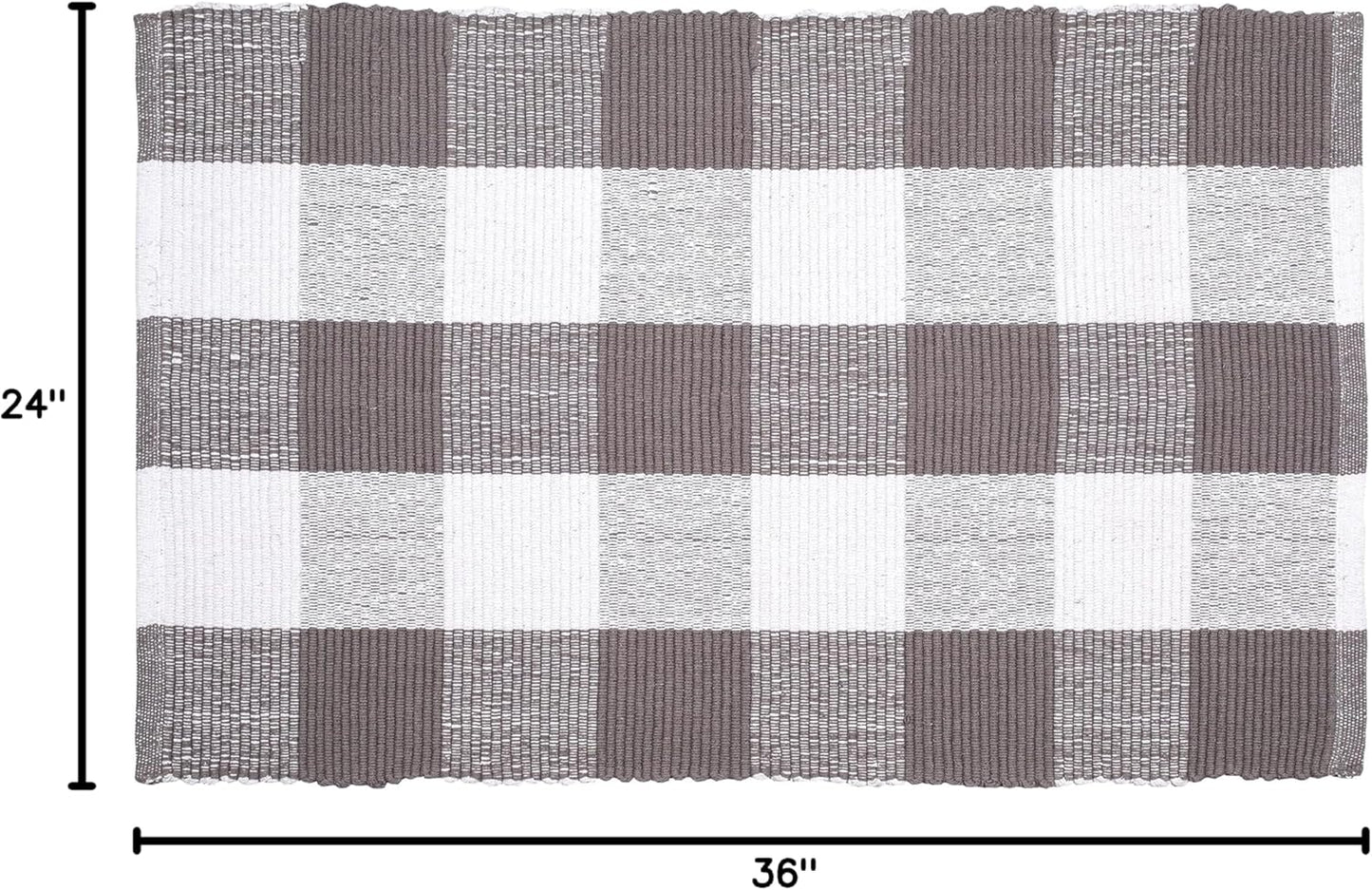 Rug Buffalo Plaid Area Rug 24X36 Inch (2X3), Charcoal & White, Reversible Cotton Woven Farmhouse Rug for Living Room, Kitchen, Entryway, Bathroom