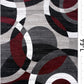Red Modern Geometric Indoor Area Rug, Overlapping Circle Pattern, Fade Resistant, Non-Shedding, for Living Room, Bedroom and Home Office, 5'3" X 7'3"