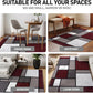 Modern Geometric Boxes Red Area Rug, Carpet with Jute Backing for Hallway, Entryway, or Laundry Room, 2' X 7'2"