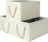 Storage Baskets for Shelves, Fabric Storage Bins, Closet Organization and Storage Basket, Foldable Organizer Bins for Clothes, Beige, White & Ivory, Large, 3-Pack