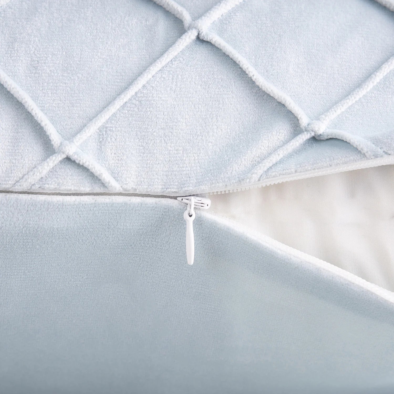 18" X 18" Modern Light Blue Plaid Velvet, Polyester Throw Pillow , ( 2 Count)