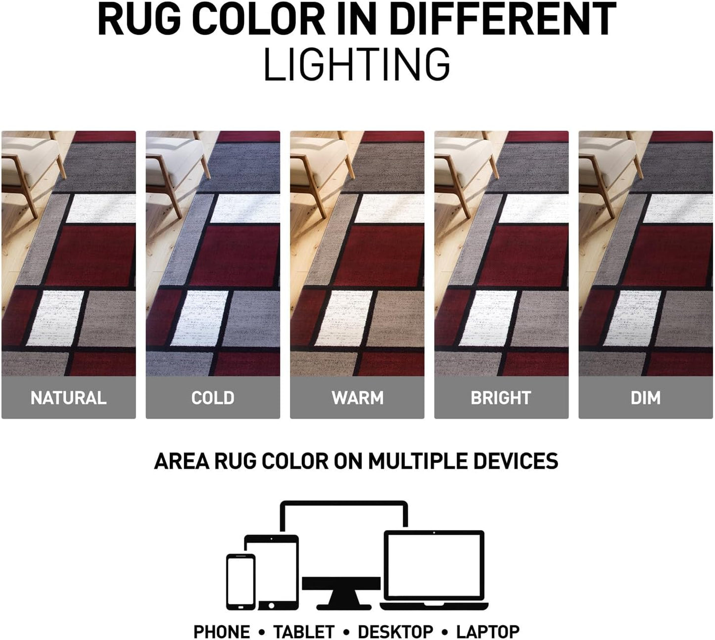 Modern Geometric Boxes Red Area Rug, Carpet with Jute Backing for Hallway, Entryway, or Laundry Room, 2' X 7'2"