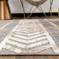Distressed Geometric Indoor/Outdoor Beige Area Rug Modern Tribal Stripe, Durable Stain Resistant Perfect for Patio, Backyard, Deck and Outdoor Lounge 7'10" X 10'