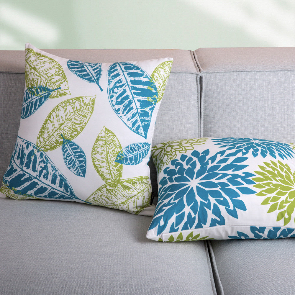 New Living Series Double-Sided Design Decorative Throw Pillow Cover, 18" X 18", Blue/Green, 4 Pack