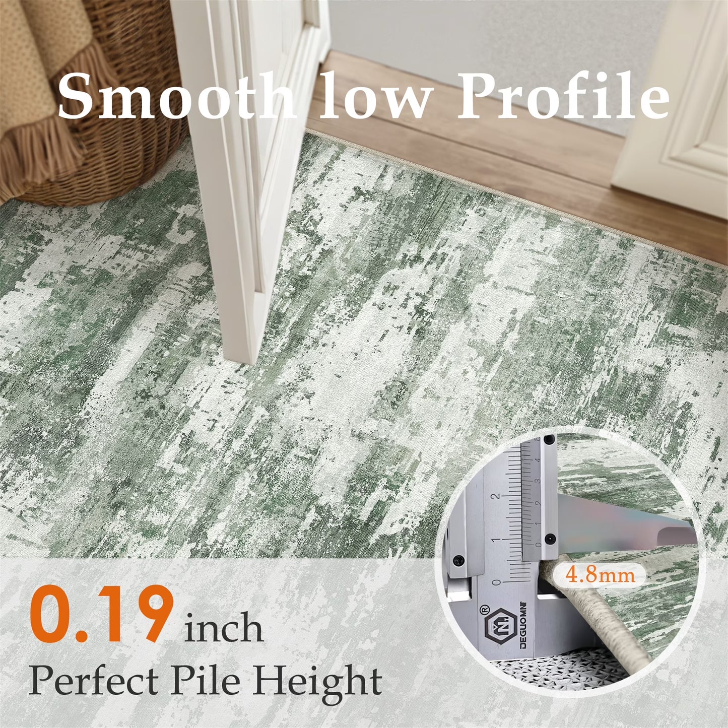 Washable Rugs 5'X7' Area Rugs for Living Room Bedroom Kitchen Rugs Non Slip Abstract Green Modern Dorm Office Farmhouse Dining Room Contemporary Throw Rugs
