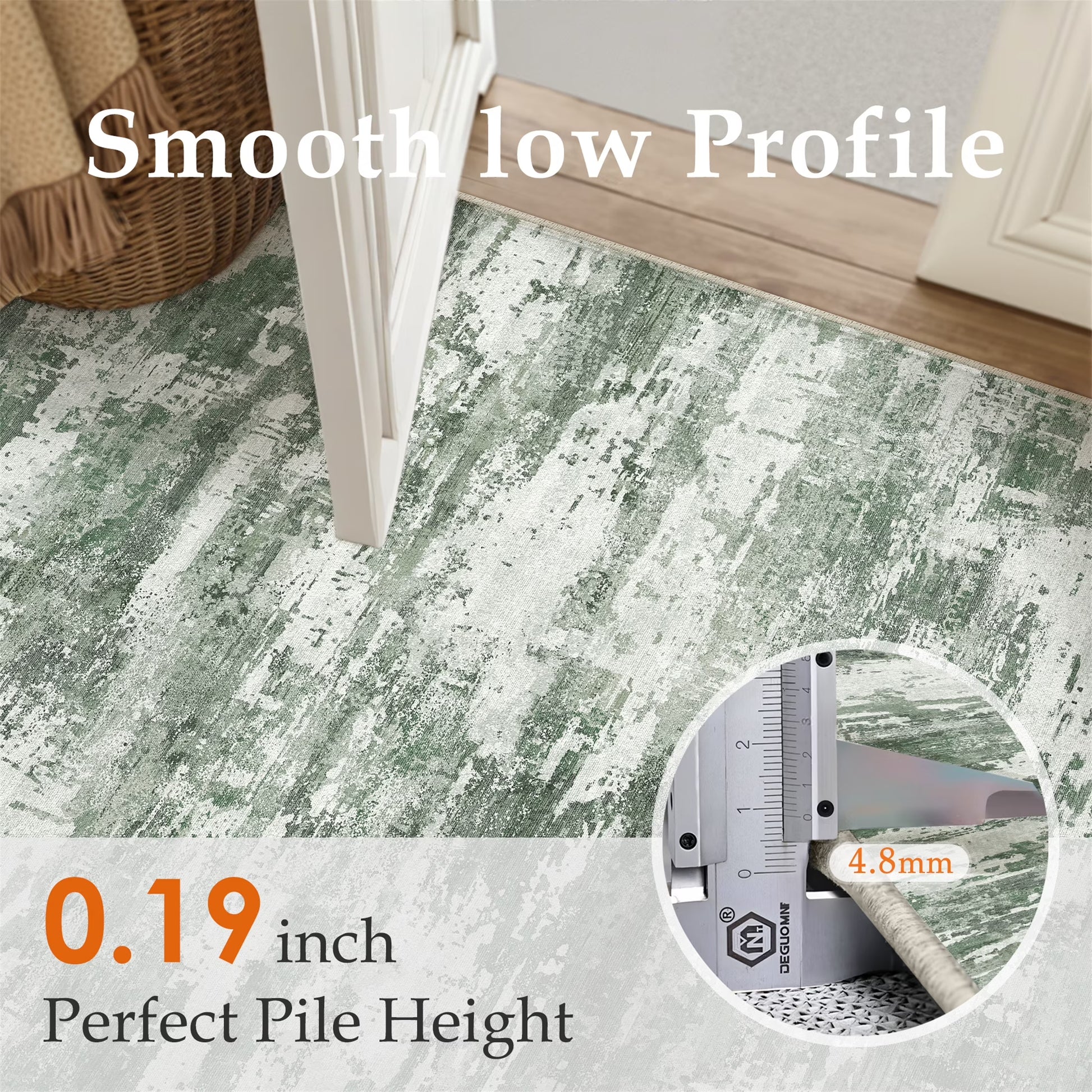 Washable Rugs 5'X7' Area Rugs for Living Room Bedroom Kitchen Rugs Non Slip Abstract Green Modern Dorm Office Farmhouse Dining Room Contemporary Throw Rugs