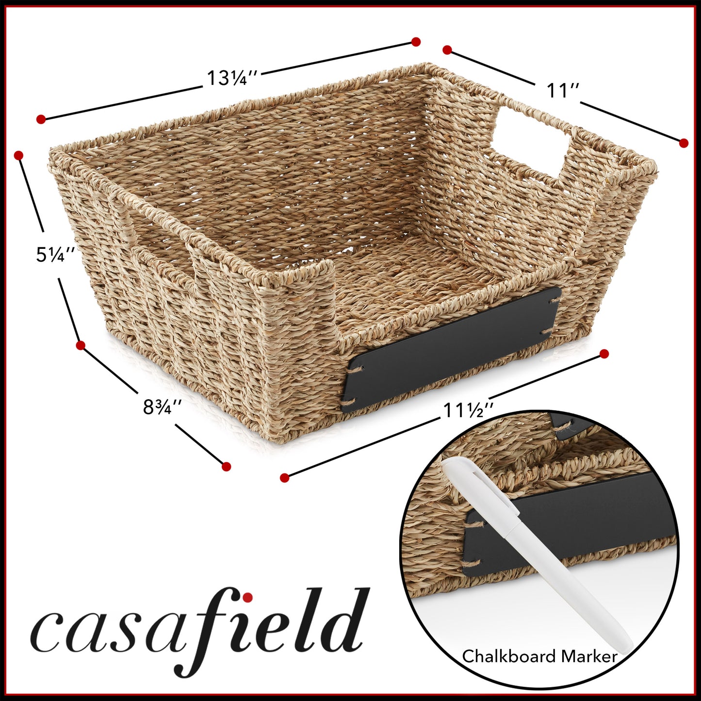 2Pk Wide Pantry Baskets, Wicker Hyacinth Seagrass Kitchen Shelf Storage Bins