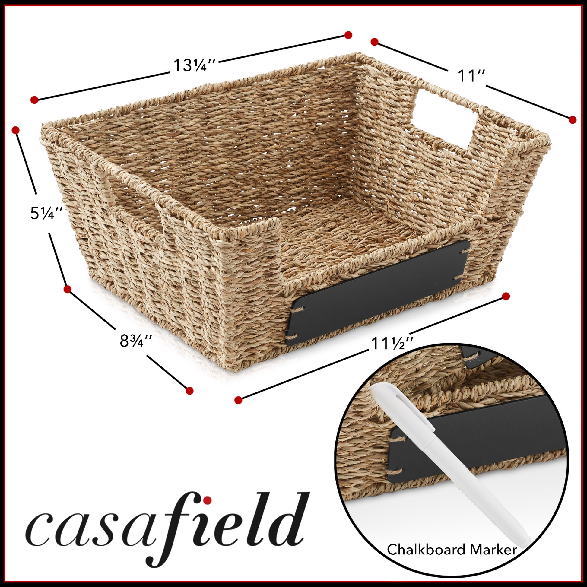 2Pk Wide Pantry Baskets, Wicker Hyacinth Seagrass Kitchen Shelf Storage Bins