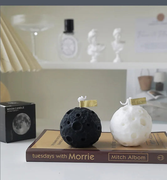 Black Moon Scented Candles Creative Bedroom Candles Gifts Souvenir 3D Moon Candles for Home Decoration