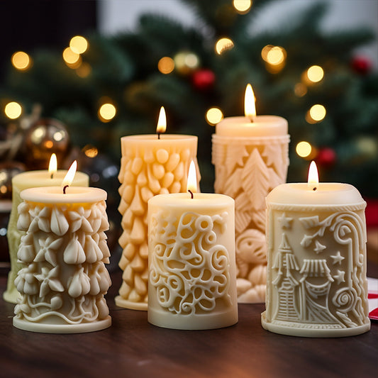 Christmas Cylindrical Aromatherapy Candle Silicone Mold