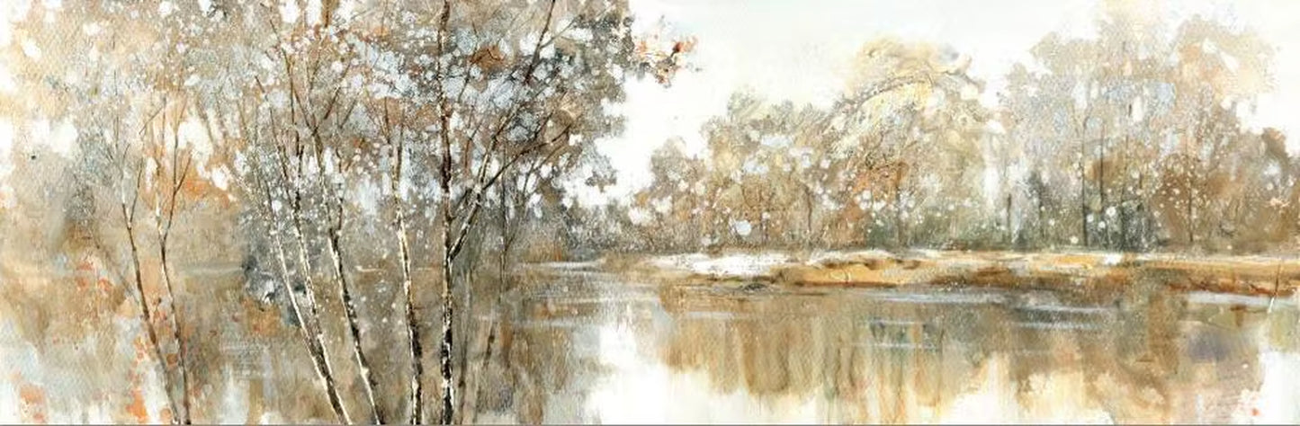 Abstract Landscape Oil Painting Posters and Prints Wall Art Canvas Painting Trees and Lakes Pictures for Living Room No Frame
