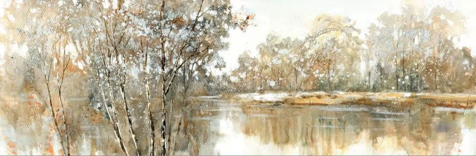 Abstract Landscape Oil Painting Posters and Prints Wall Art Canvas Painting Trees and Lakes Pictures for Living Room No Frame