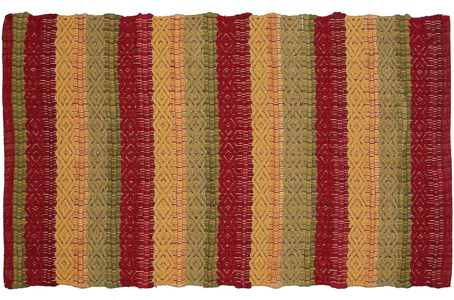 Cotton Diamond Weave 24X36 Inch Red Combo Area Rug, Indoor/Outdoor, Machine Washable, Hand Woven, Living Room & Kitchen Entryway