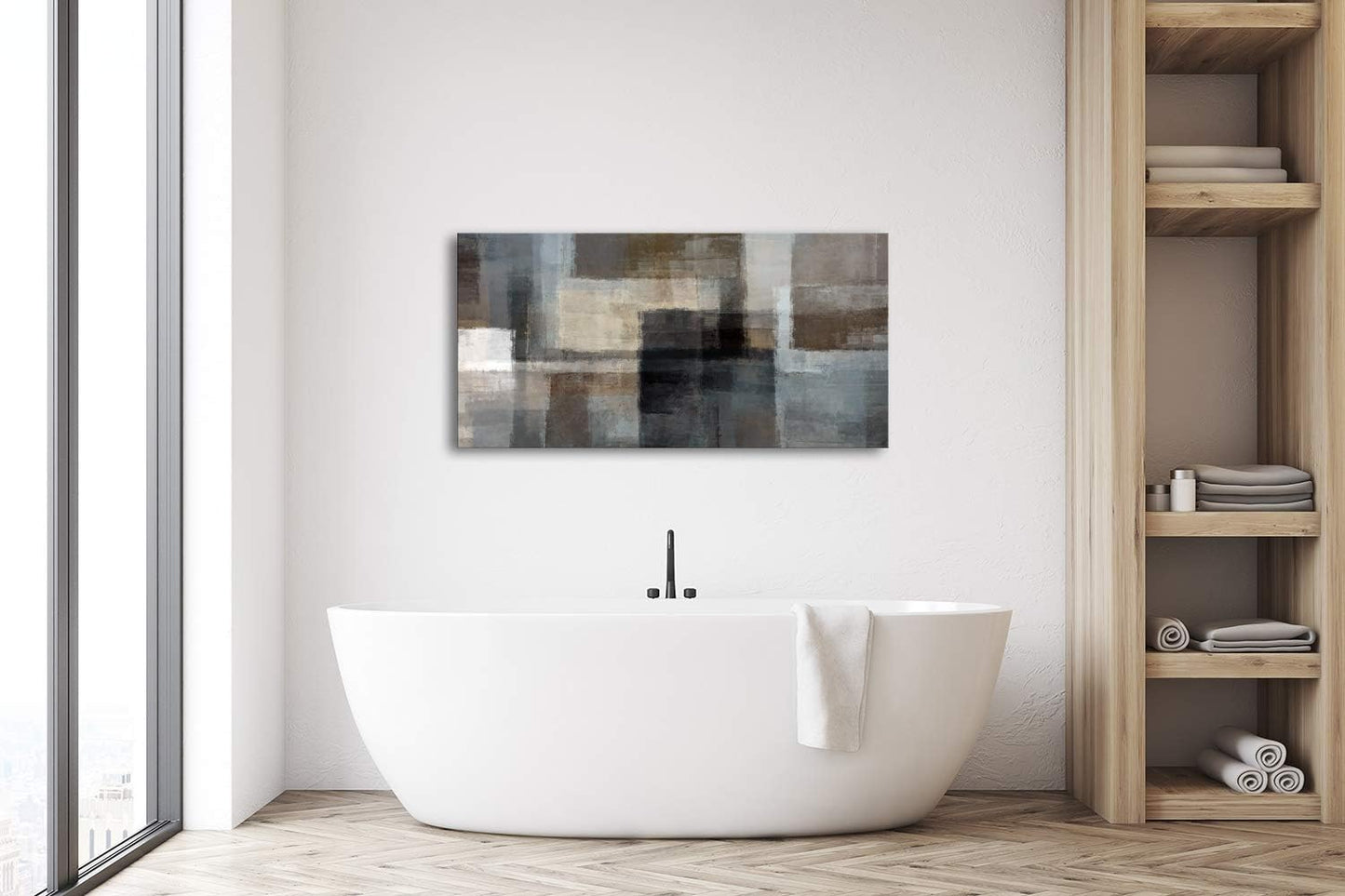 A62450 Canvas Prints Abstract Wall Art Print Paintings Grey and Brown Home Decor Framed Ready to Hang for Living Room Bedroom and Office Home Kitchen Artwork
