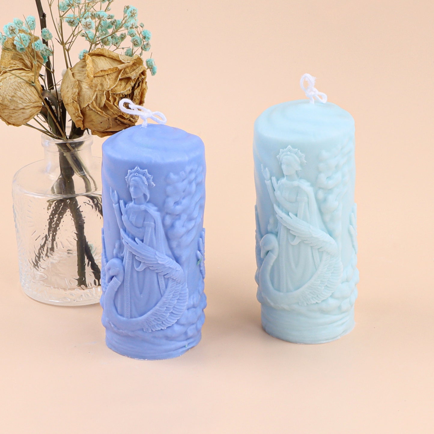 Embossed Goddess Pillar Shape Silicone Candle Mold