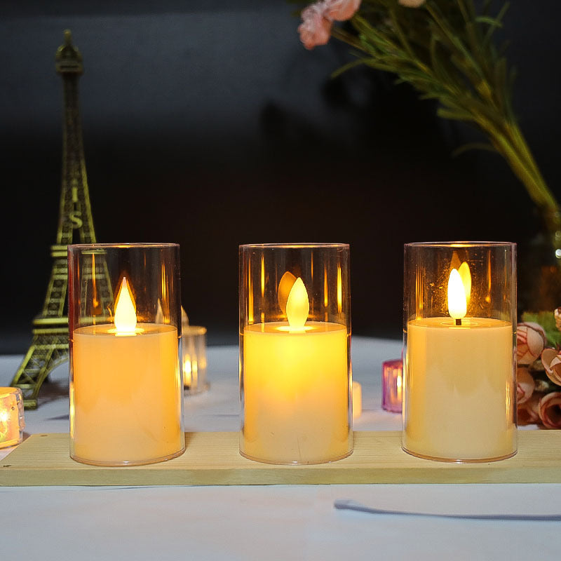 Led Electronic Luminous Candle  Transparent Glass