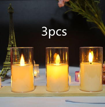 Led Electronic Luminous Candle  Transparent Glass