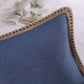 Linen Trimmed Farmhouse Series Decorative Throw Pillow, 20" X 20", Blue, 1 Pack