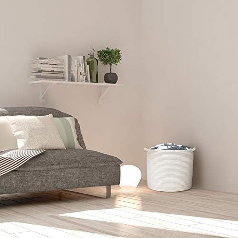 Rope Baskets 17"X17"X15" Large Storage Baskets,Woven Nursery Bins,Cotton Baskets,,White Basket,Blanket Storage Baskets,Off White