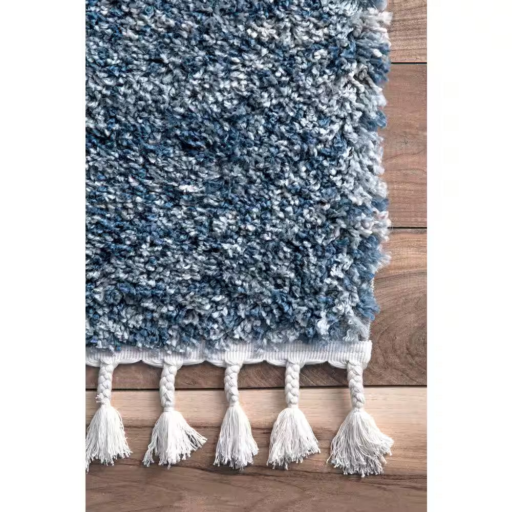 Contemporary Brooke Blue 8 Ft. X 11 Ft. Shag Area Rug