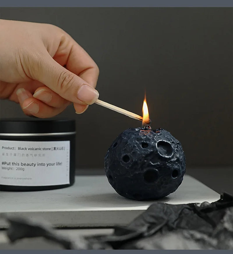 Black Moon Scented Candles Creative Bedroom Candles Gifts Souvenir 3D Moon Candles for Home Decoration
