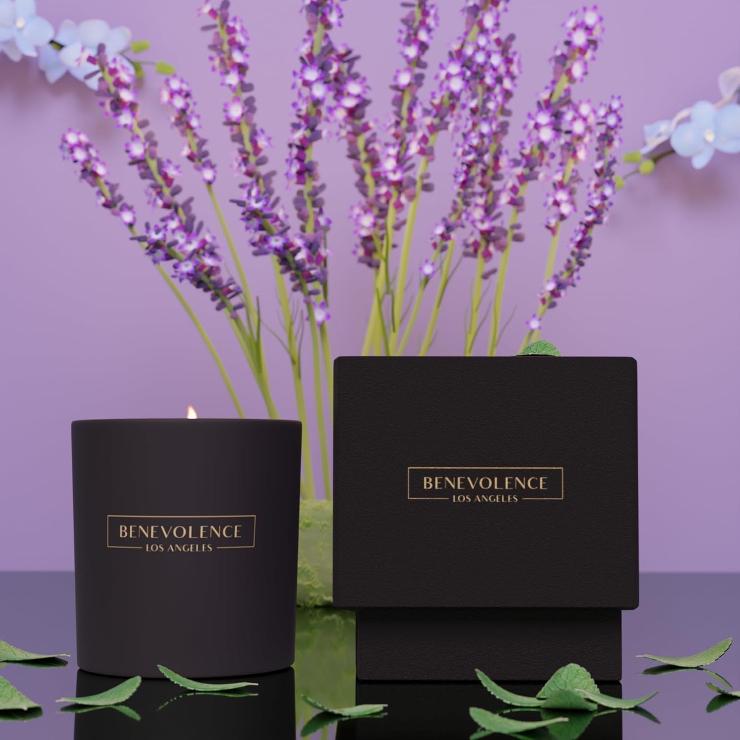 Lavender, Mint & Sage Scented Candle | Soy Christmas Candles, Black Candle for Home | Holiday Candles Gifts for Women and Men | Home Fragrance | Aromatherapy| 8Oz, 45 Hour Burn
