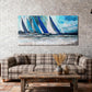 Blue Abstract Wall Art Canvas for Living Room, Nautical Art Wall Decor Teal Sailboat Textured Bedroom Picture Modern Coastal Painting Large Framed Artwork Home Office 48"X24"